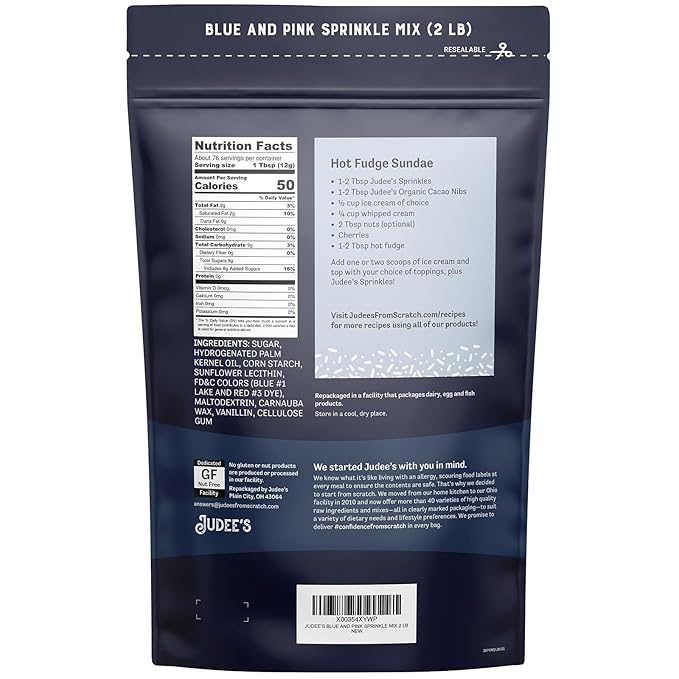 Judee's Gluten Free Gender Reveal Sprinkle Mix - Gluten Free Baking & Nut Free Option - Cupcake Sprinkles & Edible Cake Decorations - Ice Cream Topping & Cookie Decoration - 2 lb