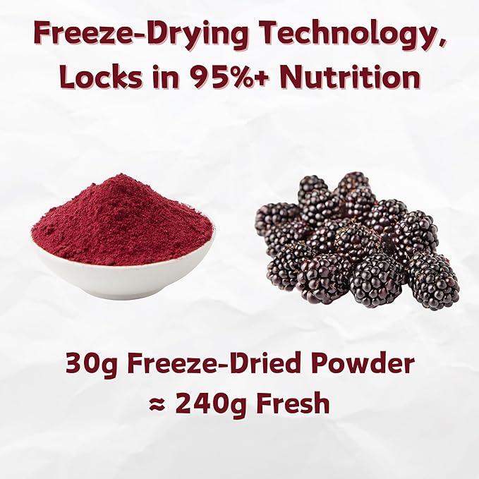 NAT FLAV Freeze Dried Blackberry Powder – 100% Natural, No Added Sugar, No Additives | 7oz | Vibrant Superfood for Smoothies, Baking & Natural Coloring