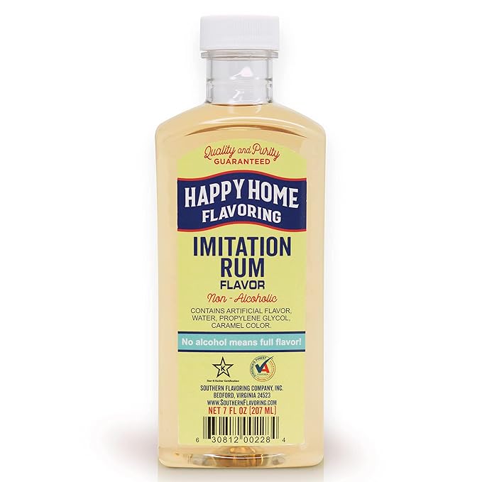 Happy Home Imitation Rum Flavoring, Non-Alcoholic, Certified Kosher, 7 oz.