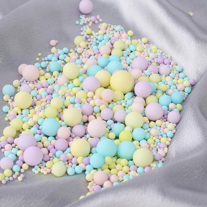 Pastel Pearl Sprinkle for Cake Decorating, 4 Sizes Sugar 130g/4.6oz, Cupcake, Ice Cream, Donuts, Macaron Toppings Supplies (2mm, 4mm, 7mm, 1cm)