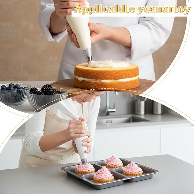 4 Pcs Piping Pastry Bags, Reusable 24 Inch Cake Decorating Bags Non-Slip Extra Thick Durable Cake Decorating Bag for Icing Cakes Cookies Baking Decoration Supplies
