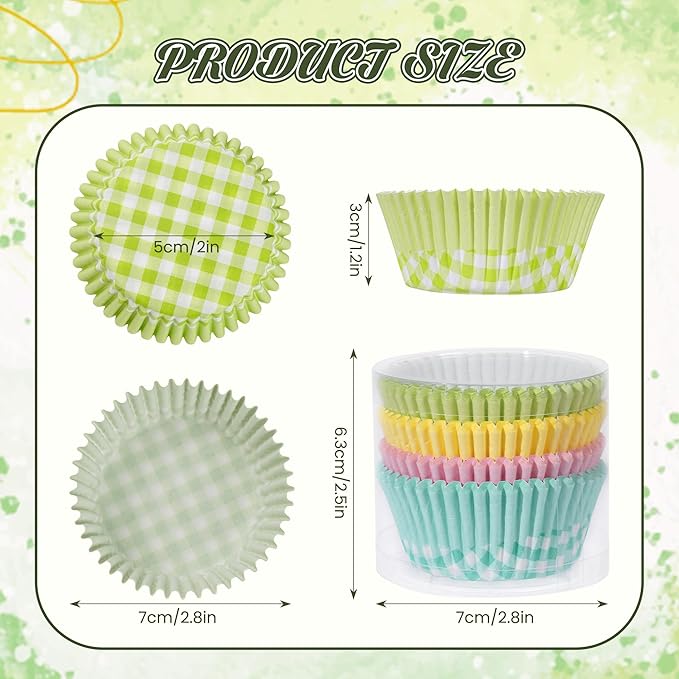Plaid Cupcake Liners 100PCS Christmas Muffin Liners Standard Size Checkered Baking Cups Cupcake Wrappers for Thanksgiving Spring Summer Easter Baby Shower Birthday Party Cake Decorations