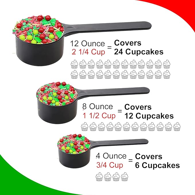 The Gift of Christmas - 4 Oz Resealable Bag - Christmas Themed Sprinkle Mix - Featuring Red and Green Jimmies, Christmas Tree Quins, Red and Green Pearls, and More - Ice Cream and Cake Sprinkles