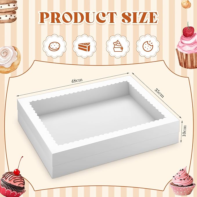 20 Pcs 19x14x4 Inch Half Sheet Cake Boxes 10pcs Large Rectangle Bakery Boxes with Window and 10pcs Cake Boards for Donuts Pastry Baking Cupcakes Pie Cookies Birthday Party