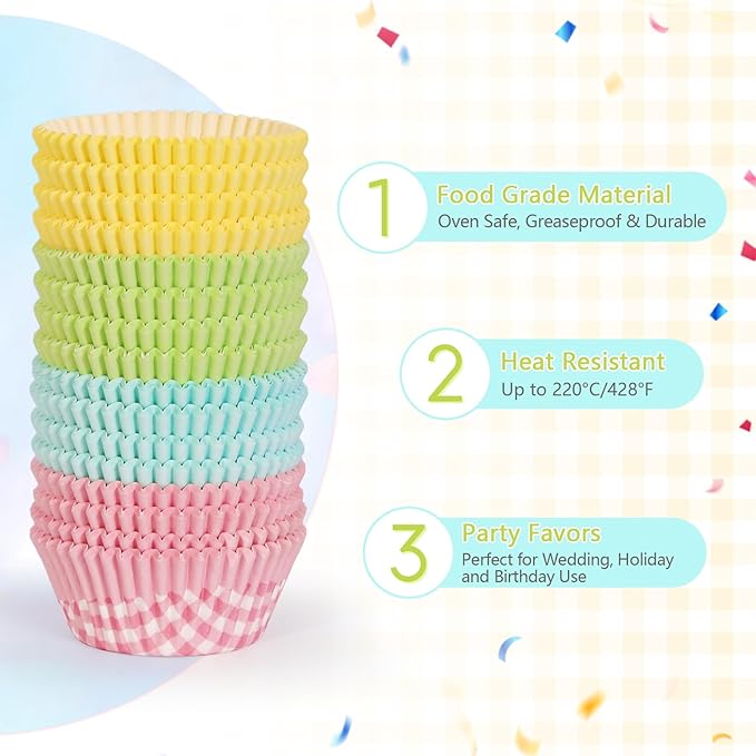 Standard Cupcake Liners 400 Count Paper Baking Cups Buffalo Plaid Disposable Cupcake Wrappers for Wedding and Party Baking Supplies