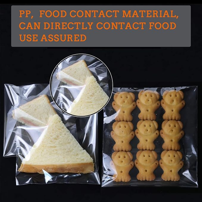 480 PCS Clear Resealable Cellophane Bags 2 Sizes with 180 PCS 3.5×5 Inches, 300 PCSS 4×6 Inches Good for Bakery, Snacks, Candle, Soap, Cookie, Cards.