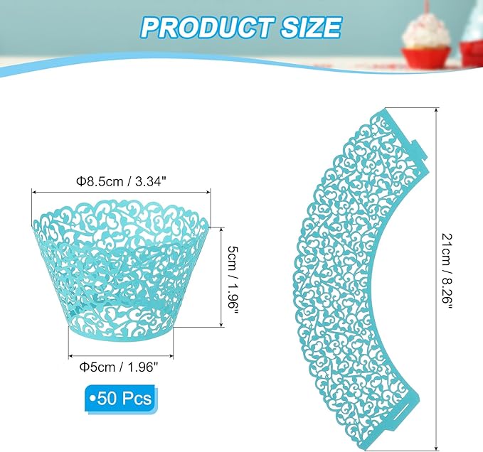 PATIKIL Cupcake Wrappers Paper, 50 Pack Baking Cups Standard Vine Decoration for Anniversary Birthday Weddings and Parties, Dark Blue