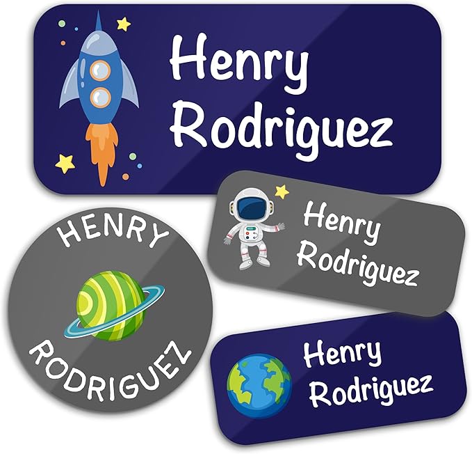 Personalized Waterproof Name Labels for Kids | Optional Packs 50, 150, 230 Labels | Custom Name Stickers for Kids' Clothing Tag, Water Bottle, Lunch Box, Customize Kid Name Label for Daycare Space