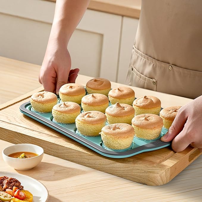 Silicone Muffin Pans for Baking with Metal Frame, 6 Cup Silicone Muffin Pan, Nonstick Cupcake Pan, BPA Free Muffin Tins Easy to Pop Cupcake Baking Pan Molds for Oven Dishwasher Safe