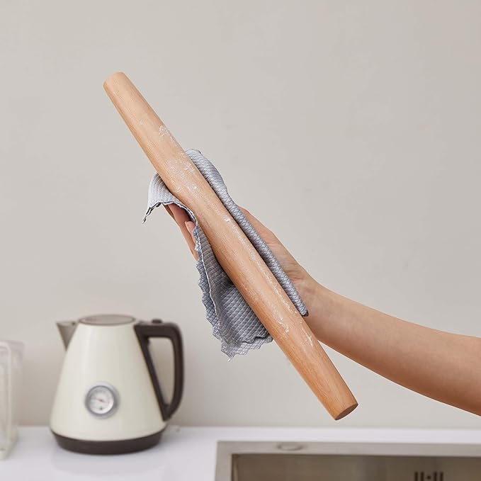 French Rolling Pin for Dough - Fulimax 16" Classic Wood Rolling Pins for Baking, Dough Roller for Fondant Pizza Pie Crust Cookie Pastry Pasta, Kitchen Baking Supplies, Beech Wood