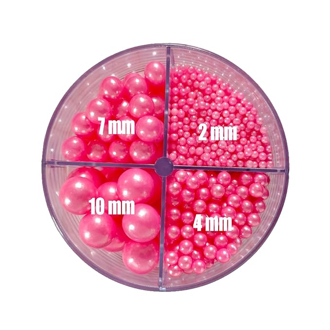 4 in 1 Edible Pink Pearl Sugar Sprinkles 6 oz, 4 sizes Candy Pearls Ideal for Baking, Cake and Cupcake Toppers, Cookie Decoration, Ice Cream Topping, Wedding Shower Valentines Halloween Christmas