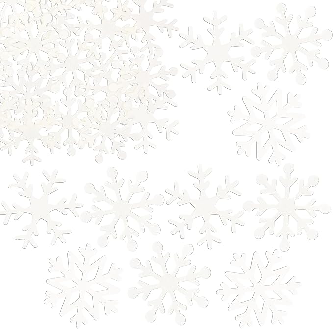 Gyufise 60Pcs Edible Snowflake Cupcake Toppers Winter Cupcake Picks Water Paper Winter Frozen Cake Decorations for Snowflake Theme Baby Shower Kids Birthday Party Supplies White