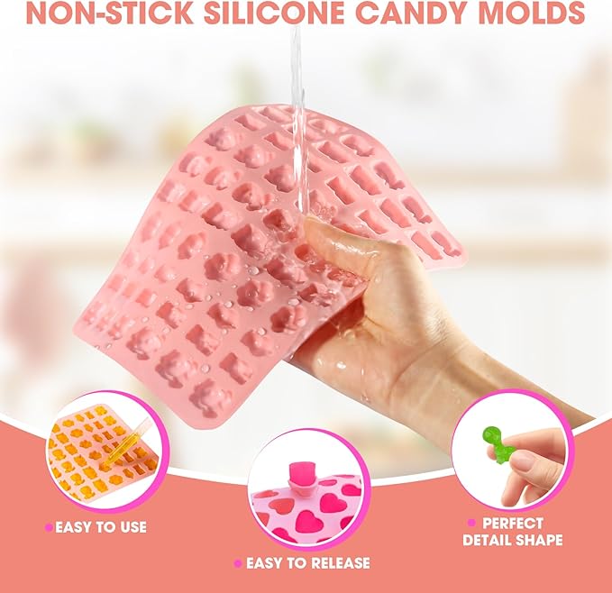 Christmas Candy Molds! Silicone Gummy Mold Kit 5PCS, Create Festive Fun with 13 Shapes for 260+ Holiday Treats - Perfect for Christmas Gifting, Parties & Homemade Candy Making