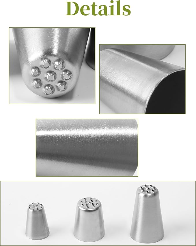 3pcs Grass Icing Nozzles Set,Cake Decorating Tips Piping Nozzles, Stainless Steel Pastry DIY Baking Tools