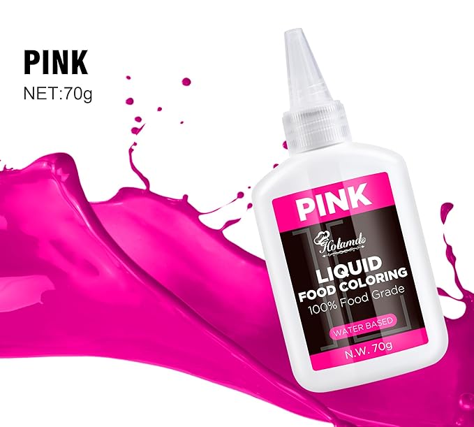 Liquid Food Coloring (Pink), 70g × 3 Bottles Food-Grade Concentrated Flavorless Dye Set, Vibrant Dye for Baking Cookies, Cake Decorating, Fondant, Easter Eggs, Icing & DIY Projects