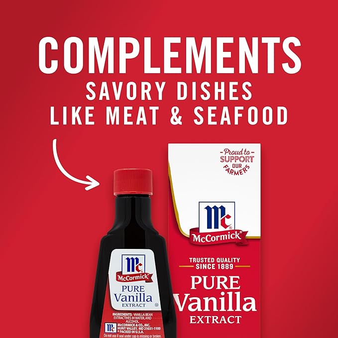 McCormick Vanilla Extract, Pure, No Corn Syrup, Gluten Free, Rich, Sweet Flavor and Aroma for Baking and Savory Dishes, 2 fl oz