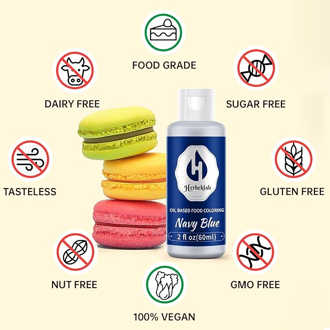 Navy Blue Oil Based Food Coloring – 2 fl oz Professional Grade Concentrated Oil Food Dye for Melting Chocolate, Candy Melts, Cake Pops, Strawberries & Baking