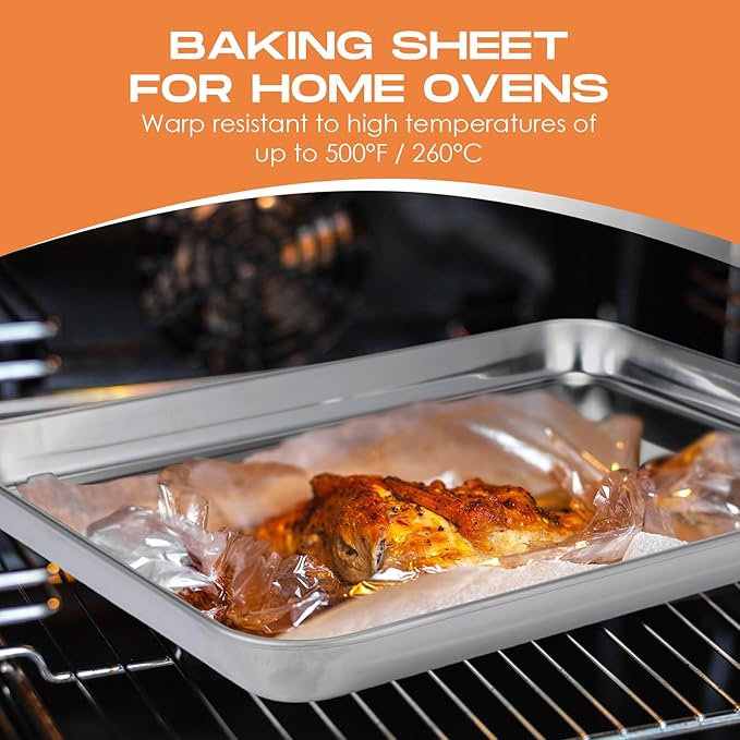 Zopeal 12 Pieces Baking Sheet Pan Cookie Sheet Set for Oven Stainless Steel Trays Nonstick Small Serving Tray Cake Toaster Metal Food Trays, Oven and Dishwasher Safe(12 x 9 x 1 Inch)