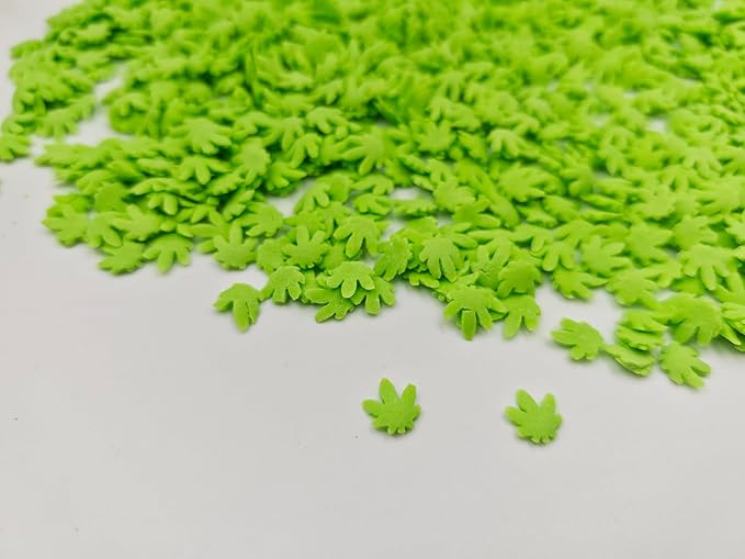 Edible Sugar Green Hemp Leaf Sprinkles Cake Cupcake Toppers Cookie Decorations Sweet Dessert Sprinkle for Party Decorating, 3.4 oz