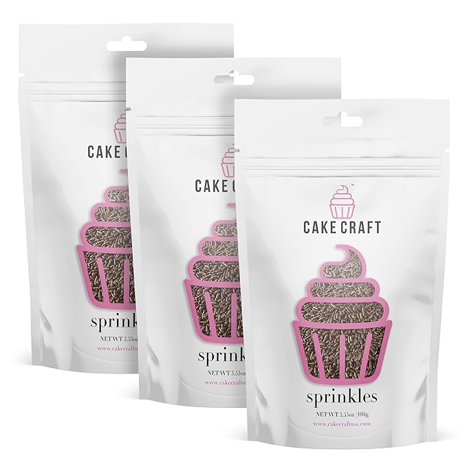 Cake Craft Brown Sugar Strand Sprinkles (Jimmies) – 3-Pack (100g Each) | Chocolate-Color Sprinkles for Cakes, Cupcakes, Cookies & More | Rich Color & Classic Crunch