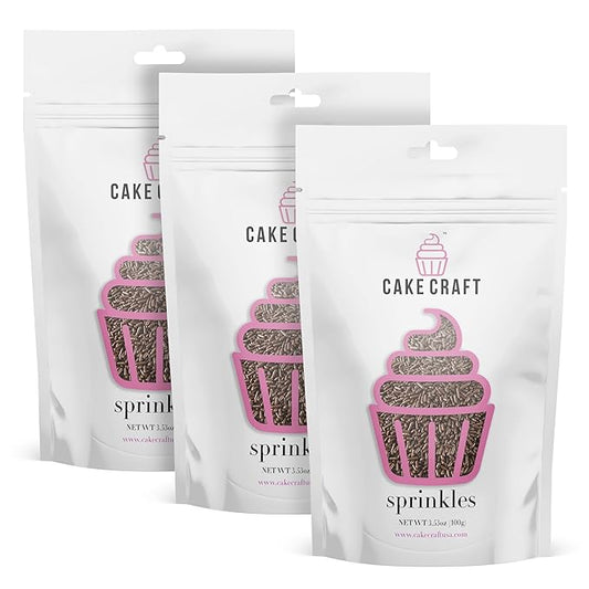 Cake Craft Brown Sugar Strand Sprinkles (Jimmies) – 3-Pack (100g Each) | Chocolate-Color Sprinkles for Cakes, Cupcakes, Cookies & More | Rich Color & Classic Crunch
