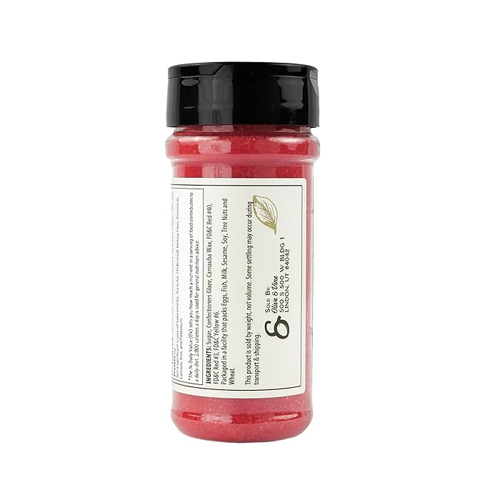 Olive & Vine Red Sanding Sugar, Sweet Finish, For Baking & Decorating, Rich Tradition, Authentic Taste, For Global Recipes (7.2 Ounce)