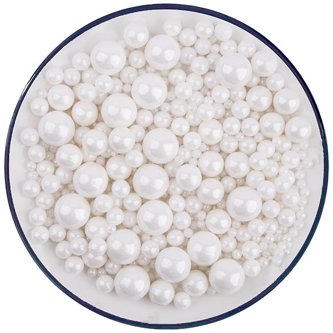 PhilaeEC White Peals Mix Size Sprinkles for Cake Decoration Edible Candy Baking Cookie Cupcake Toppers Wedding Party Valentines Halloween Christmas Supplies 5oz