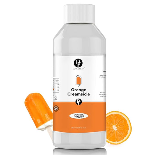 Dolce Flav Orange Creamsicle Extract - 8 Ounce Oil-Soluble Kosher, Sugar-Free, Concentrated Orange Creamsicle Flavor for Candy, Chocolates & Desserts