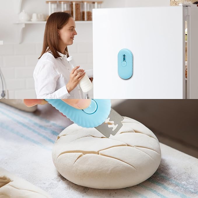 UFO Non-Slip Bread Lame - Professional Dough Scoring Tool with 5 Razor Blades, Sourdough Scorer Kit for Artisan Bread Baking,Including User Manual (Ripple Blue)