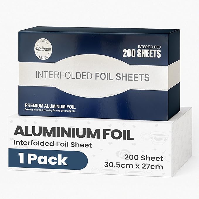 Pre-Cut Aluminum Foil Sheets 12" x 10.7" – Non-Stick, Pop-Up Disposable Sheets for Grilling, Baking, BBQ, Food Storage, and Catering (12X10.7", 200.0, sheet)