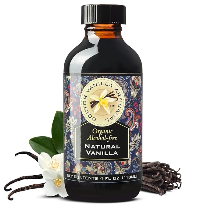Organic Alcohol-Free Natural Vanilla, For Baking, Sweet Drinks And More, Handcrafted From Madagascar Bourbon Vanilla Pods, Halal Certified, 4 Oz Bottle
