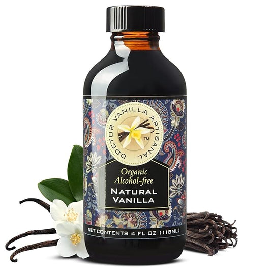 Organic Alcohol-Free Natural Vanilla, For Baking, Sweet Drinks And More, Handcrafted From Madagascar Bourbon Vanilla Pods, Halal Certified, 4 Oz Bottle
