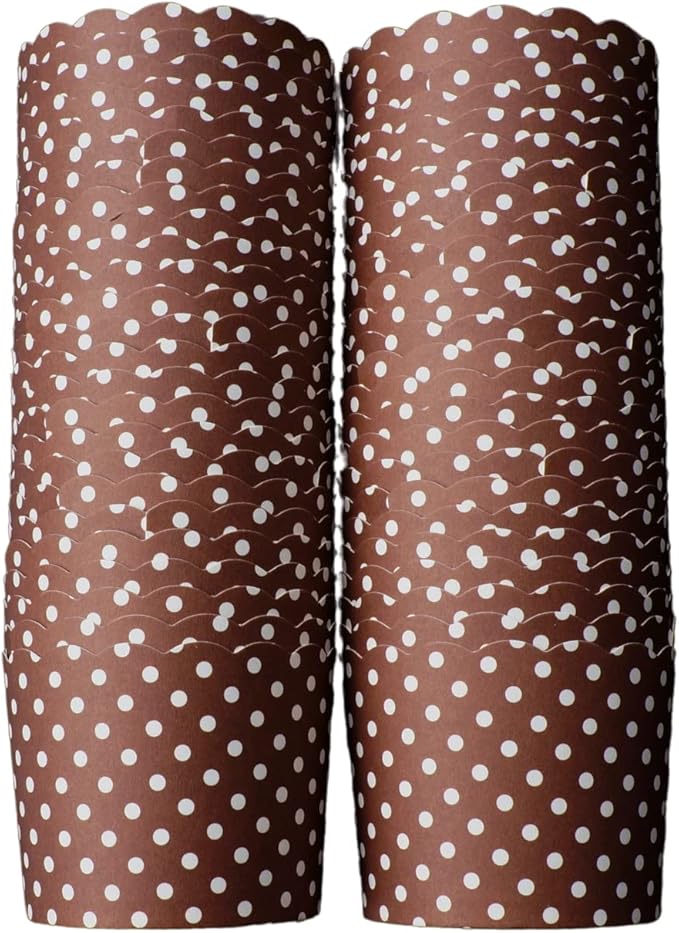Paper Baking Cups (Polka Dots), Greaseproof Disposable Cupcake Liners (Chocolate Brown, Large Cups (50-Pack))