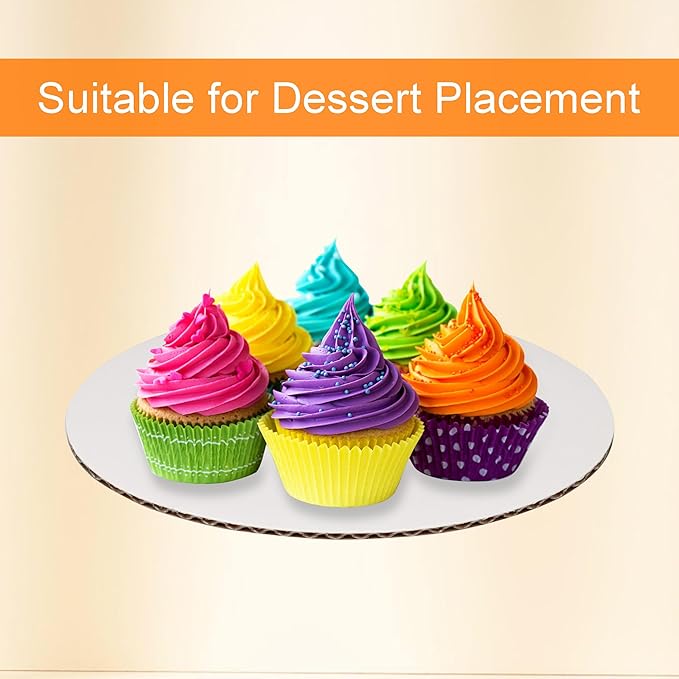 10 inch White Cake Boards - Sturdy Corrugated Round Cake Bases - 12 Pack