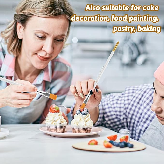 6 Pcs Cake Painting Brushes, Soft Cake Decorating Brushes Food Safe Cookie Paint Brush DIY Multifunction Nylon Brush for Pastry, Cookie, and Cakes Decoration