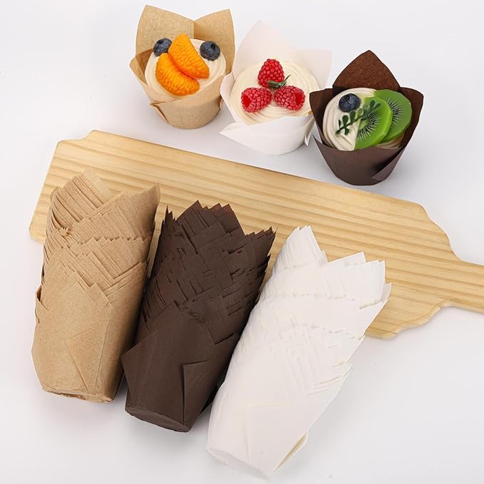 300pcs Cupcake Liners Muffin Liners Tulip Baking Cups Greaseproof Paper Wrapper for Party, Christmas