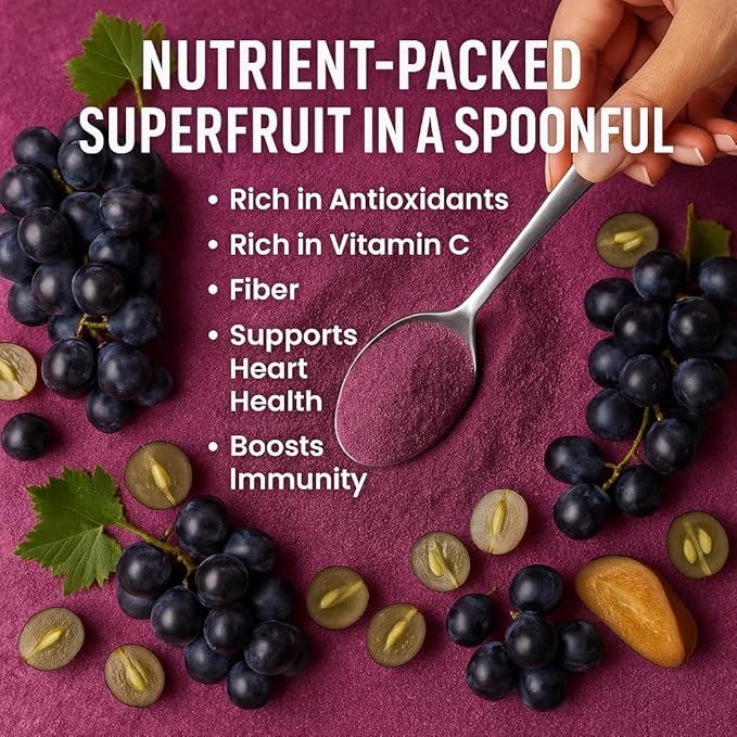 Confect Grapes Fruit Powder | Pure & Natural Fruit Powder for Smoothies, Baking, Beverages, Juices, Tea & DIY Recipes | Vegan, Gluten-Free, No Added Sugar – 3.5 OZ