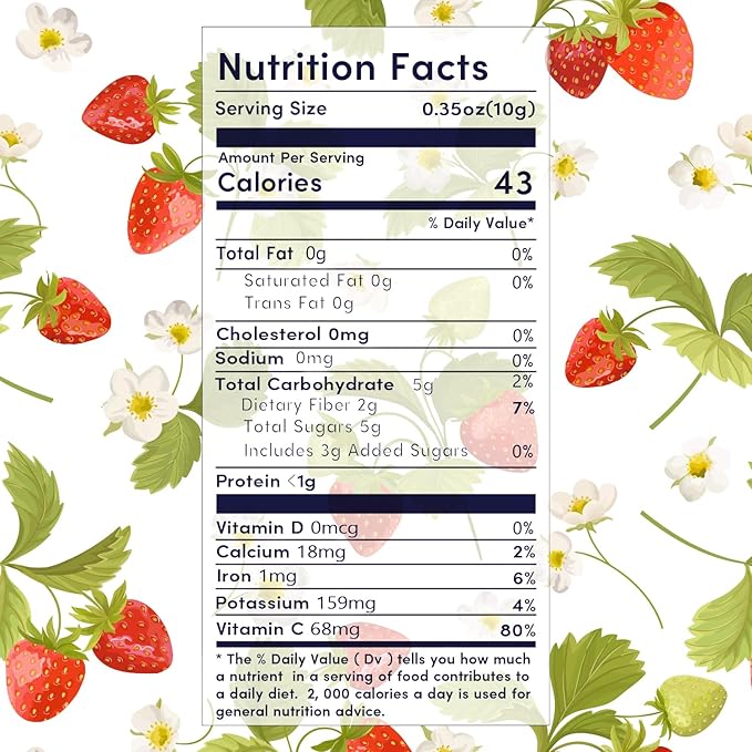 Ternio Premium Freeze Dried Strawberries - 4.51 Oz/128g - Trace Maltose Frozen Dried Strawberry Pieces - 100% Natural - Healthy Freeze Dried Fruit Snack & Topping for Beverages or Recipes.