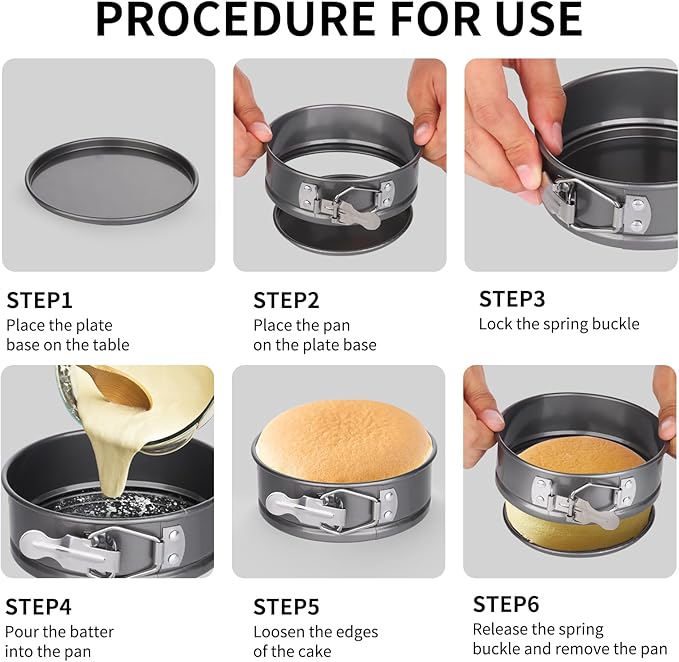 Dualshine 8 Pcs 4 Inch Springform Pan Mini Cheesecake Pan with Removable Base Nonstick Round Cake Pans for Baking with 100 Pcs Parchment Paper Liners for Pizzas，Quiches