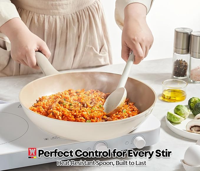 Light Gray Silicone Cooking & Serving Spoon: Cooking Utensil with Heat Resistant, Non-stick Cookware Safe, Gentle Head Design, BPA Free (11.02inch x 2.56inch Solid)