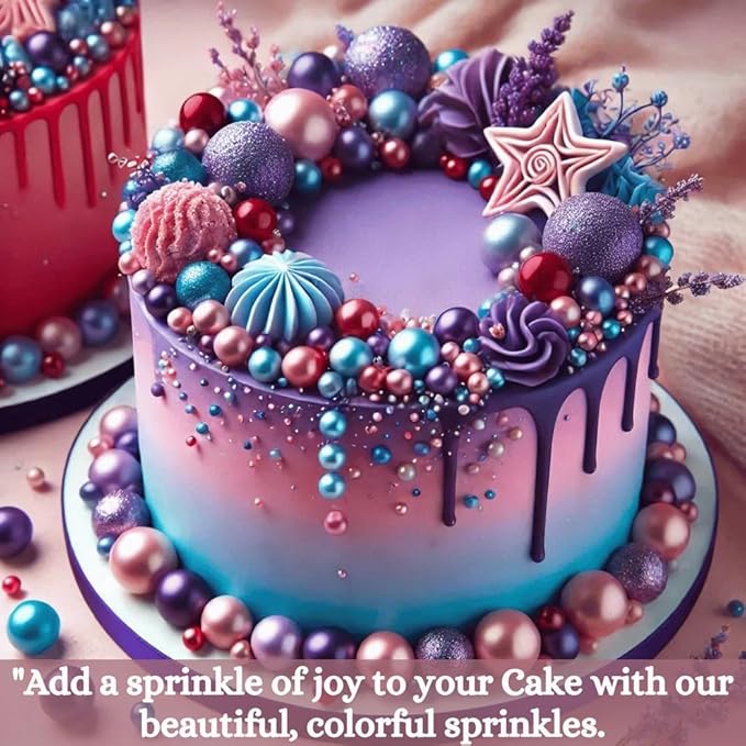 Confect Love Disco Balls Sprinkle Mix – Pink, Blue & Purple Pearl Candy Balls for Cake Decorating, Cupcakes, Cookies & Desserts – Edible Sprinkles Topping | Vegan, Gluten-Free, Nut-Free, Soy-Free, Dairy-Free, Palm Oil-Free- 4.2 Oz