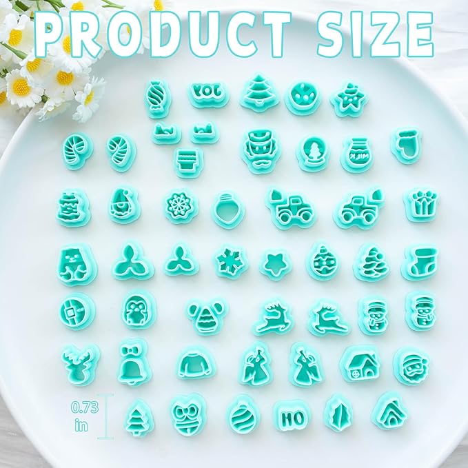 Tainsky Christmas Polymer Clay Cutters, 49 Shapes Christmas Studs Clay Earrings Cutters (Studs)