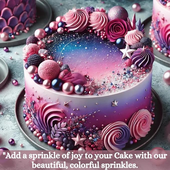 Confect Love Disco Balls Decorative Sprinkles – Pink, Purple & Silver Candy Pearls for Cake Decorating, Cupcakes, Cookies & Desserts – Edible Sprinkle Mix | Vegan, Gluten-Free, Nut-Free, Soy-Free, Dairy-Free, Palm Oil-Free- 4.2 Oz