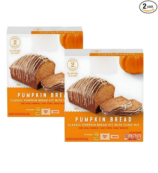 Pumpkin Bread Kit With Icing Baking Mix Dessert, 57.75 oz Box/2 Pack (Makes 4 Loaves)