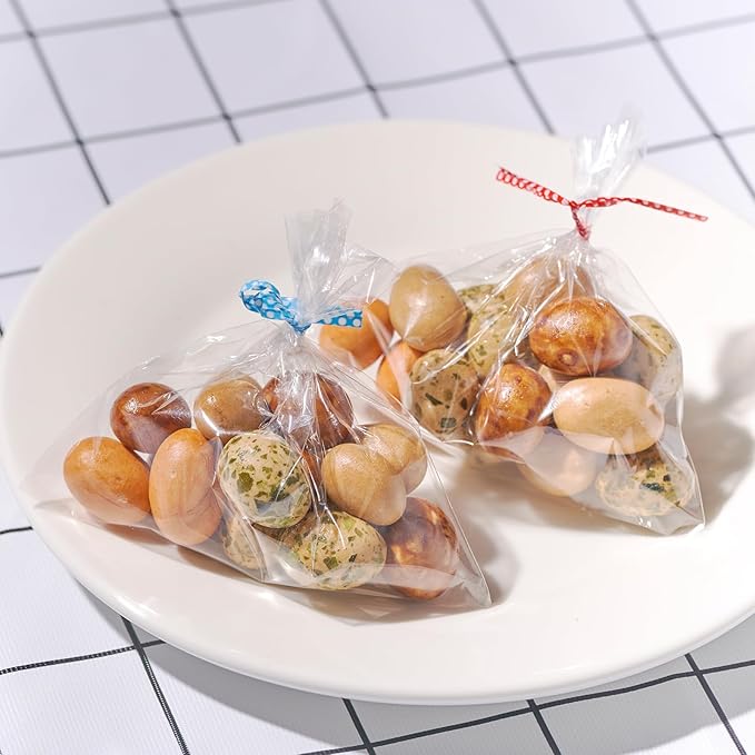Brandon-super 200 PCS Transparent Clear Cellophane Bags 4x4 Inches, Clear Treat Bags with Ties for Cookie Bags Resealable Cellophane Bag for Packaging Cookies,Gifts,Products,Candy,Favors, Brandon610