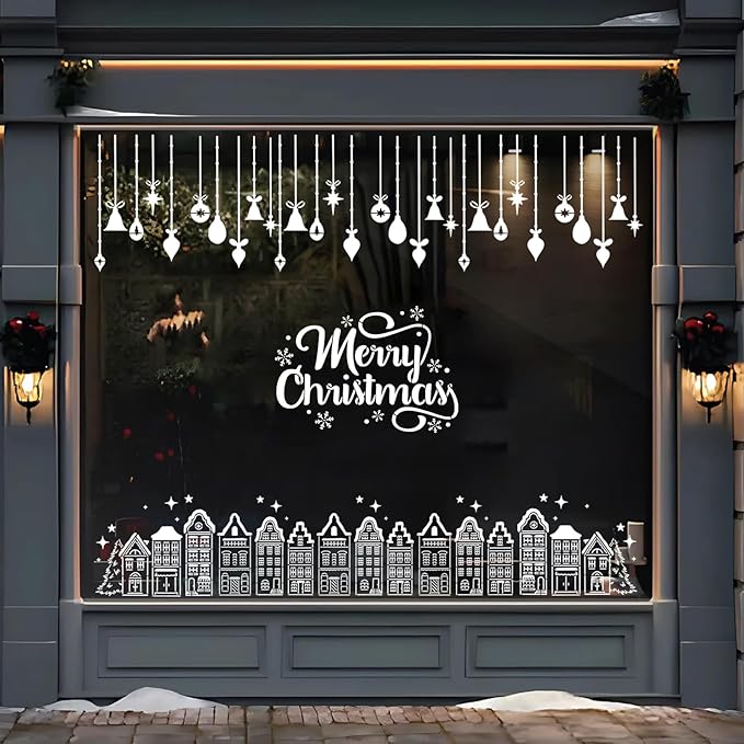 Christmas Stencils for Crafts Reusable Christmas Window Stencil Xmas Village House Holiday Stencils for Painting on Wood Door Mats Fabrics Decor