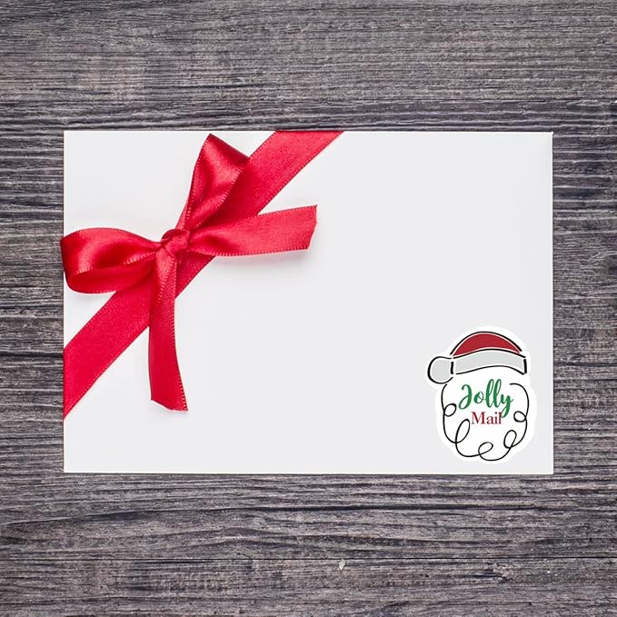 Wailozco 200 PCS Jolly Mail Cute Christmas Hat Stickers,Cute Small Business Envelopes Stickers for Packages/Handmade Goods/Bags ,Christmas Theme Shop Seals
