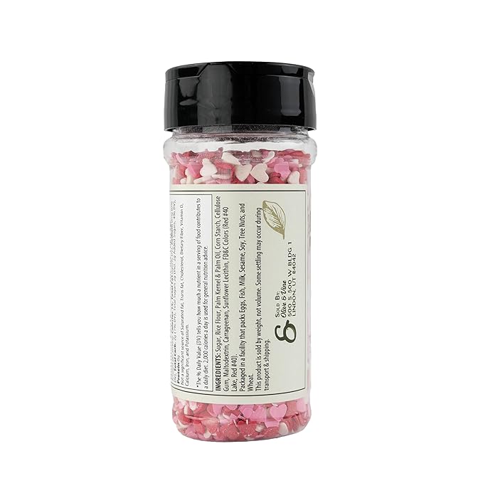 Olive & Vine Heart Sprinkles, Sweet Flavor, For Baking & Desserts, Rich Tradition, Authentic Taste, For Global Recipes (4 Ounce)