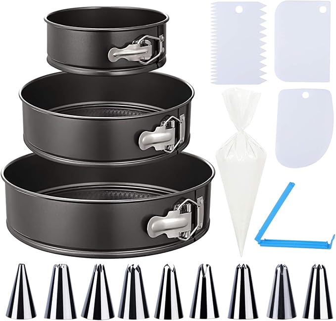 Springform Rund, Kuchenform Rund,Springform 3 Set (12.5cm/4.92in), (18 cm/7.08in), (22.3cm/8.8in) Backformen Mit Abnehmbarer Flachboden