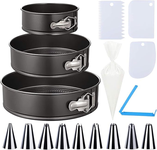 Springform Rund, Kuchenform Rund,Springform 3 Set (12.5cm/4.92in), (18 cm/7.08in), (22.3cm/8.8in) Backformen Mit Abnehmbarer Flachboden